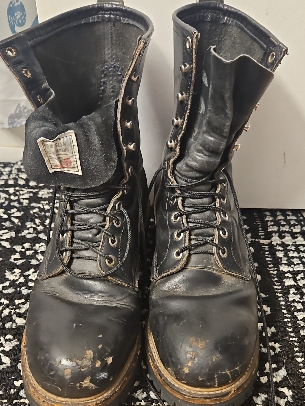 Red Wing Black Leather Lace-Up Work Boots